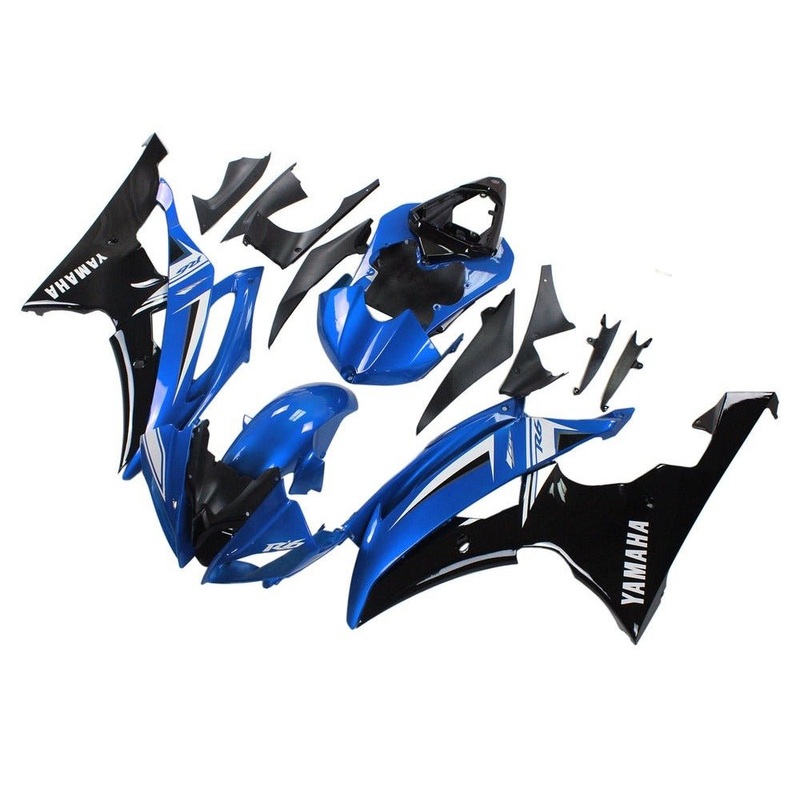Yamaha YZF-R6 (2008-2016) Blue, Black, White, Stripe Fairings No Seat Cowl No Bolt Kit No Tank