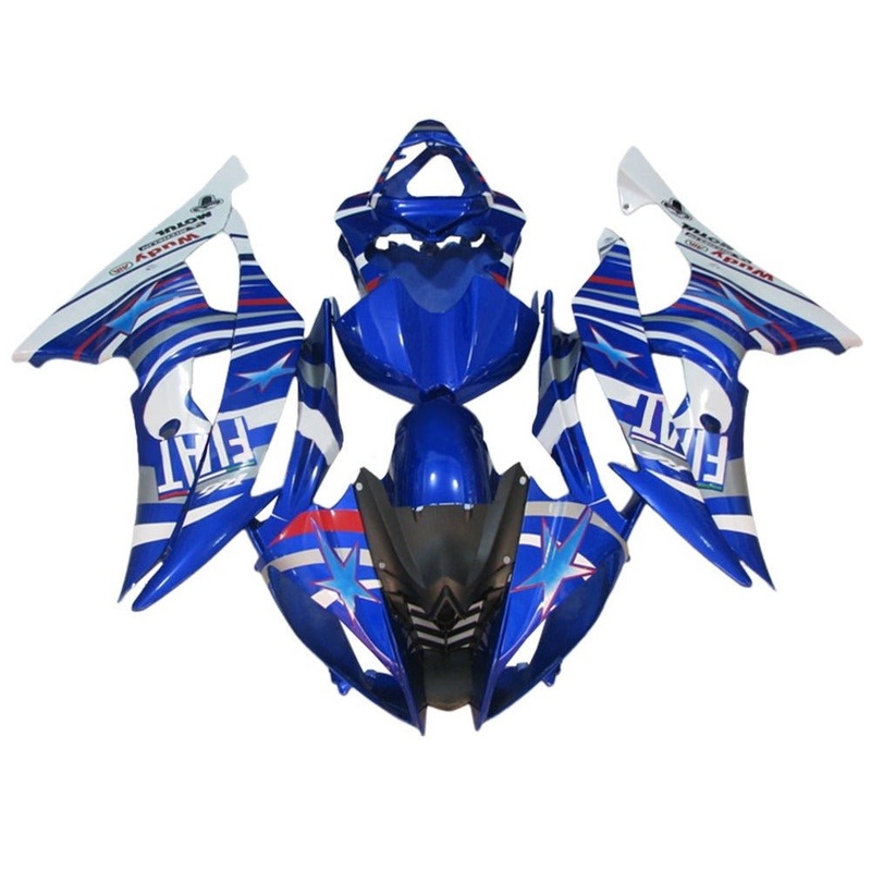 Yamaha YZF-R6 (2008-2016) Blue, White, Stripe, Fiat Fairings No Seat Cowl No Bolt Kit No Tank