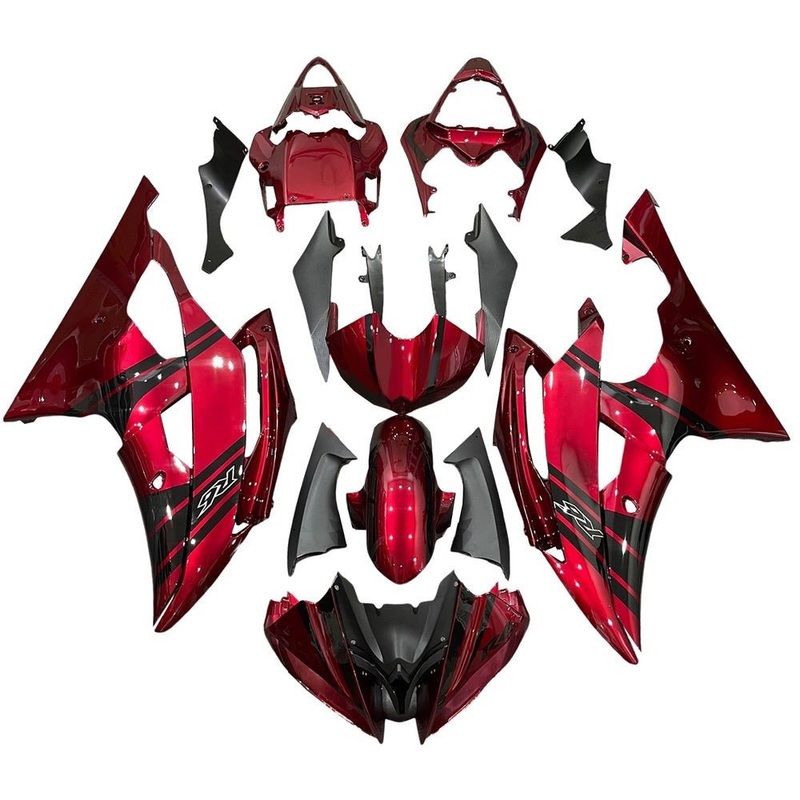 Yamaha YZF-R6 (2008-2016) Candy Red, Black Stripe Fairings No Seat Cowl No Bolt Kit No Tank