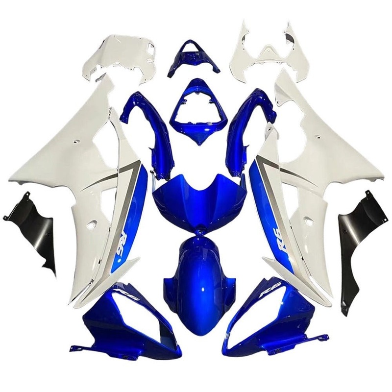 Yamaha YZF-R6 (2008-2016) Gloss Blue, White Fairings No Seat Cowl No Bolt Kit No Tank