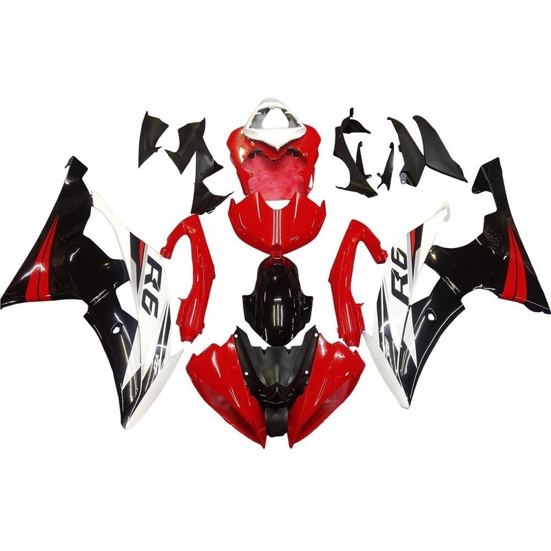 Yamaha YZF-R6 (2008-2016) Gloss Red, Black, White Fairings No Seat Cowl No Bolt Kit No Tank