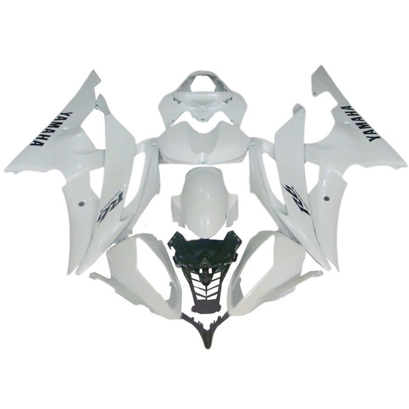 Yamaha YZF-R6 (2008-2016) Gloss White, Black Fairings No Seat Cowl No Bolt Kit No Tank
