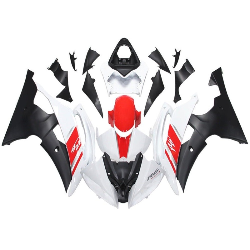 Yamaha YZF-R6 (2008-2016) Gloss White, Red, Matte Black Fairings No Seat Cowl No Bolt Kit No Tank