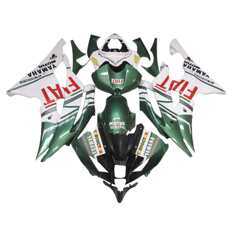 Yamaha YZF-R6 (2008-2016) Green, White, Red, Fiat Fairings No Seat Cowl No Bolt Kit No Tank