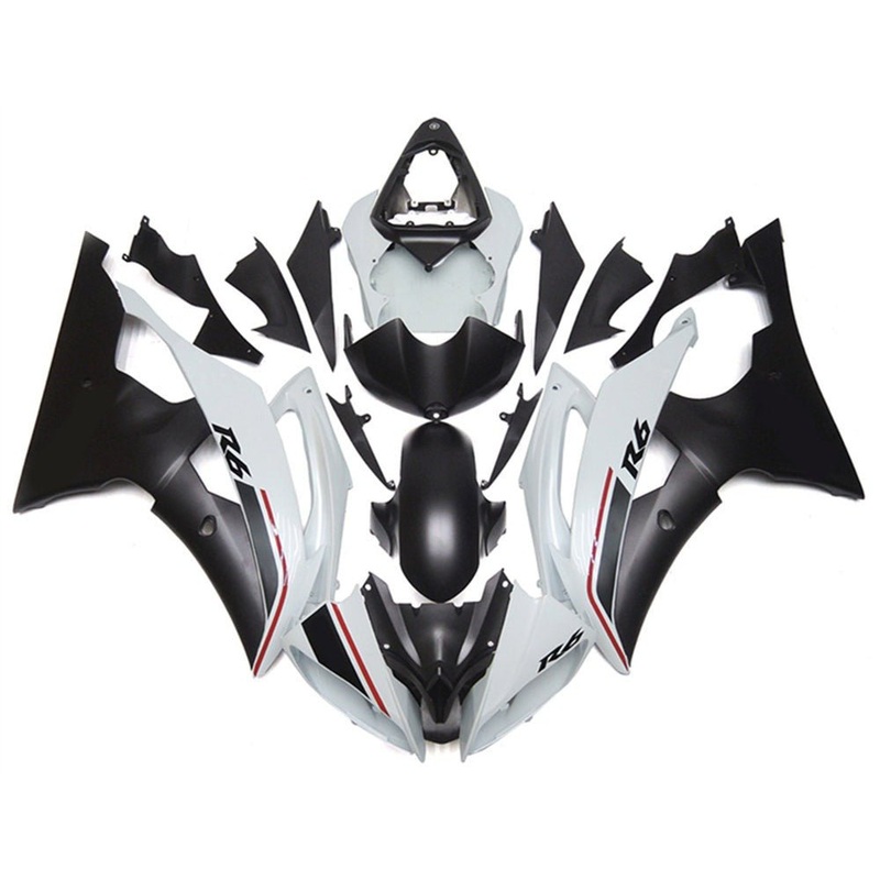Yamaha YZF-R6 (2008-2016) Matte Black, Gloss White, Red Fairings No Seat Cowl No Bolt Kit No Tank