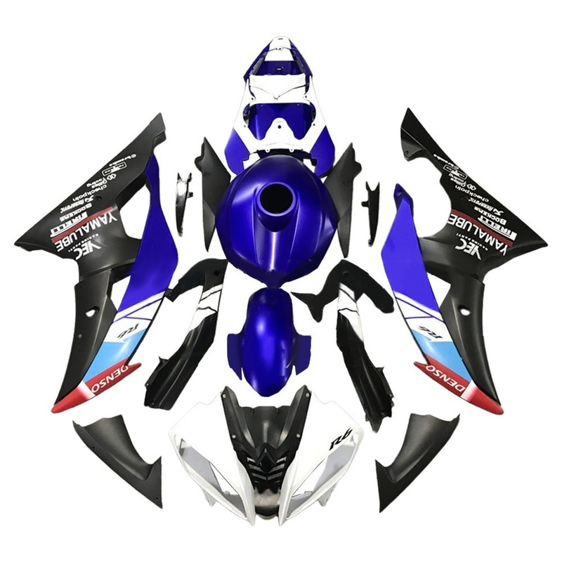 Yamaha YZF-R6 (2008-2016) Matte Blue, Black, White, Red Fairings No Seat Cowl No Bolt Kit No Tank