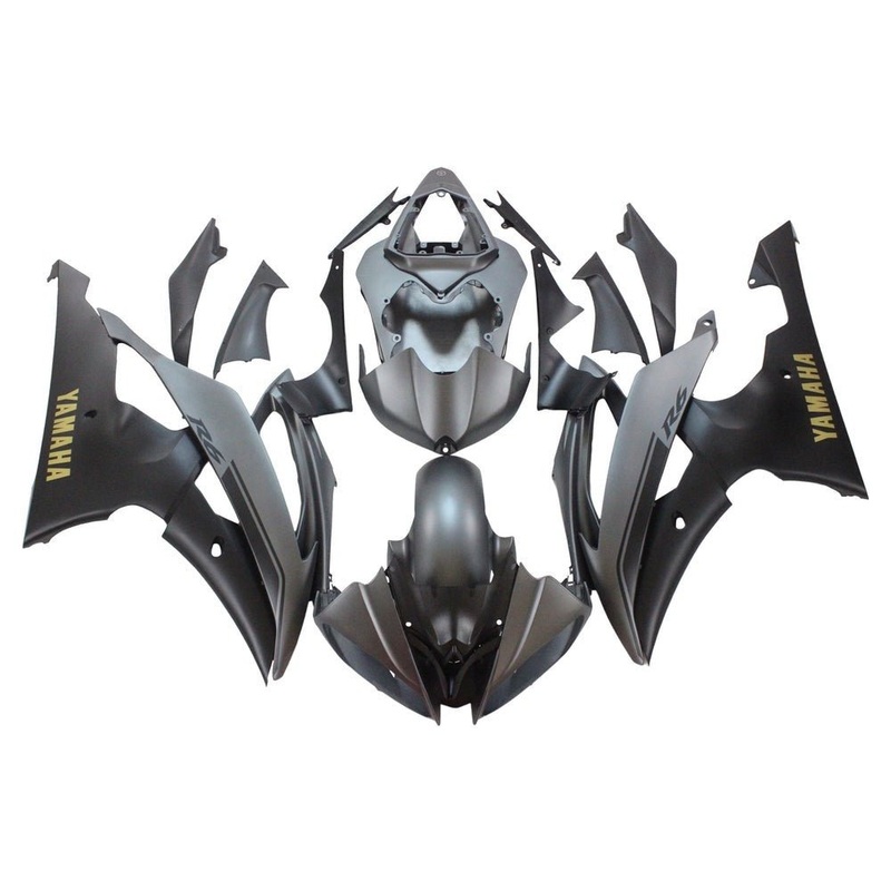 Yamaha YZF-R6 (2008-2016) Matte Gray, Black, Gold Fairings No Seat Cowl No Bolt Kit No Tank