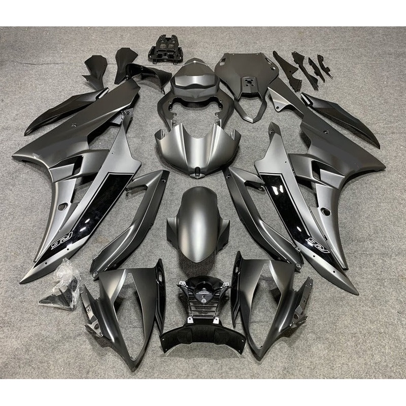 Yamaha YZF-R6 (2008-2016) Matte Gray, Gloss Black Fairings No Seat Cowl No Bolt Kit No Tank