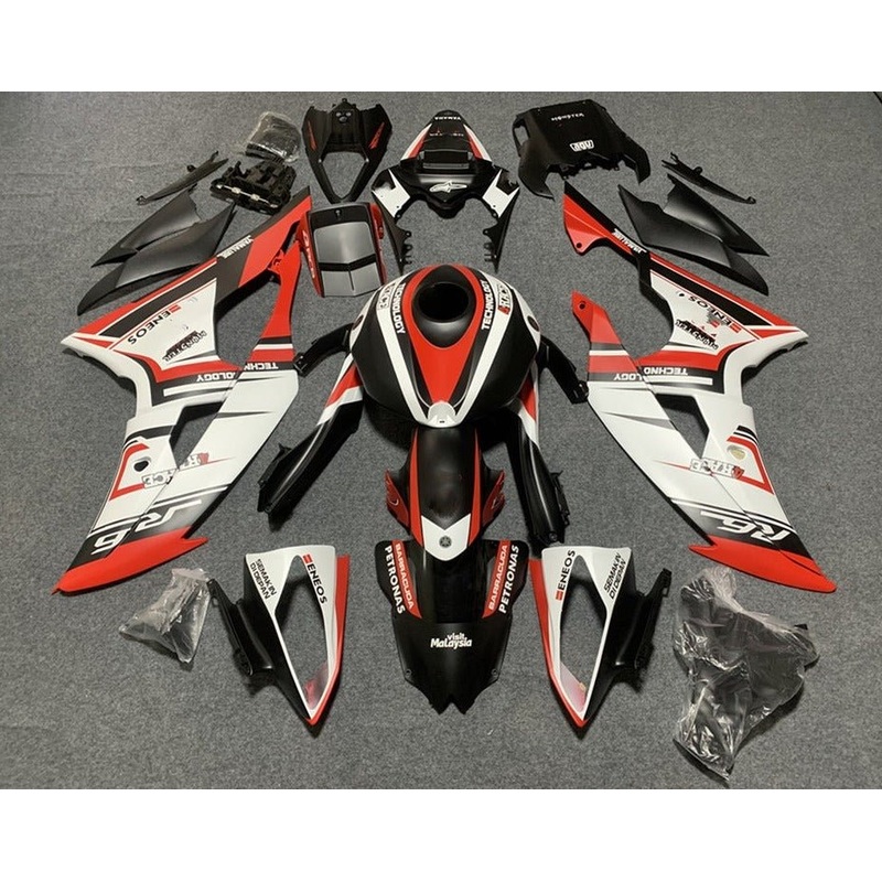 Yamaha YZF-R6 (2008-2016) Matte White, Black, Red Fairings No Seat Cowl No Bolt Kit No Tank
