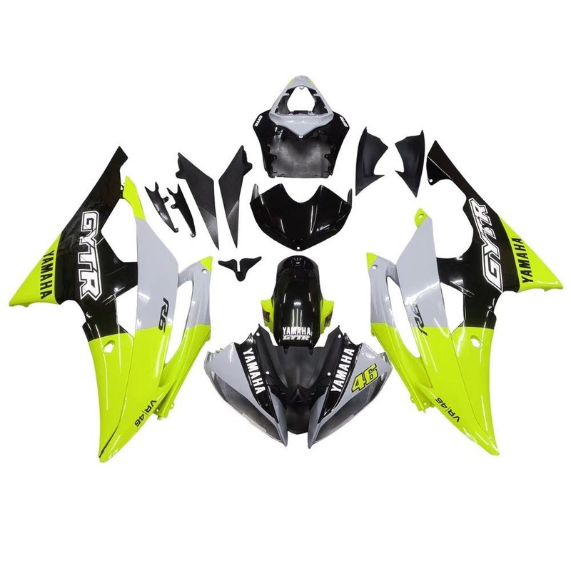 Yamaha YZF-R6 (2008-2016) Neon Yellow, Black, Gray Fairings No Seat Cowl No Bolt Kit No Tank