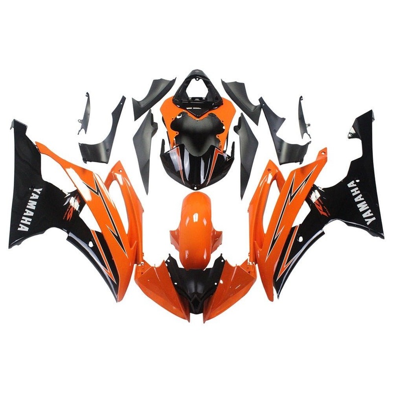Yamaha YZF-R6 (2008-2016) Orange, Black Fairings No Seat Cowl No Bolt Kit No Tank