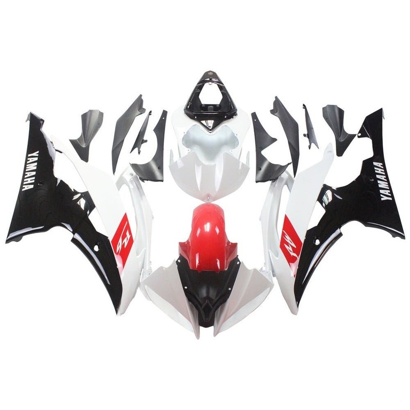 Yamaha YZF-R6 (2008-2016) Pearl White, Gloss Black, Red Fairings No Seat Cowl No Bolt Kit No Tank