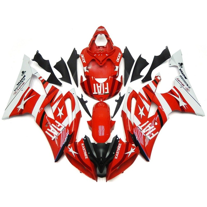 Yamaha YZF-R6 (2008-2016) Red, White Star Fiat Fairings No Seat Cowl No Bolt Kit No Tank