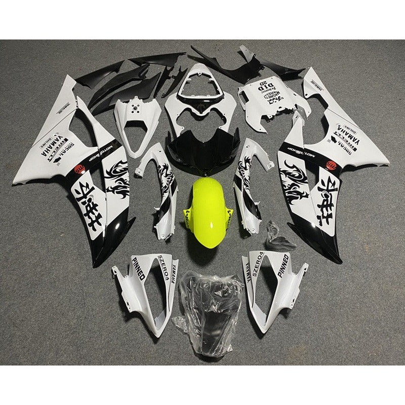 Yamaha YZF-R6 (2008-2016) White, Black, Chinese Lettering Fairings No Seat Cowl No Bolt Kit No Tank