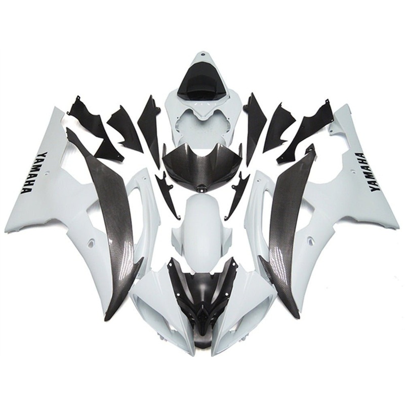 Yamaha YZF-R6 (2008-2016) White, Faux Carbon Fiber Fairings No Seat Cowl No Bolt Kit No Tank