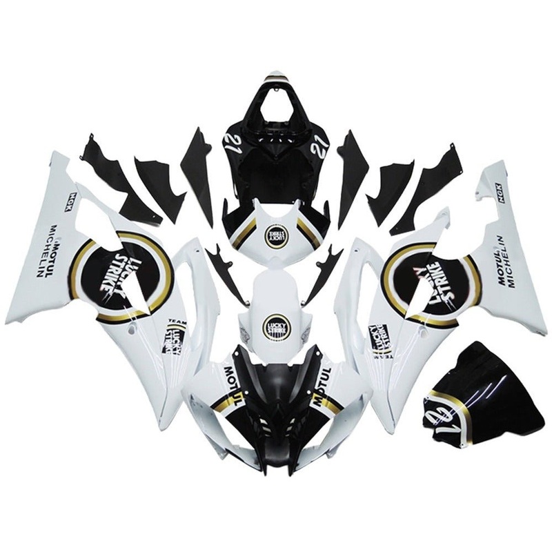 Yamaha YZF-R6 (2008-2016) White, Gold, Black Lucky Strike Fairings No Seat Cowl No Bolt Kit No Tank