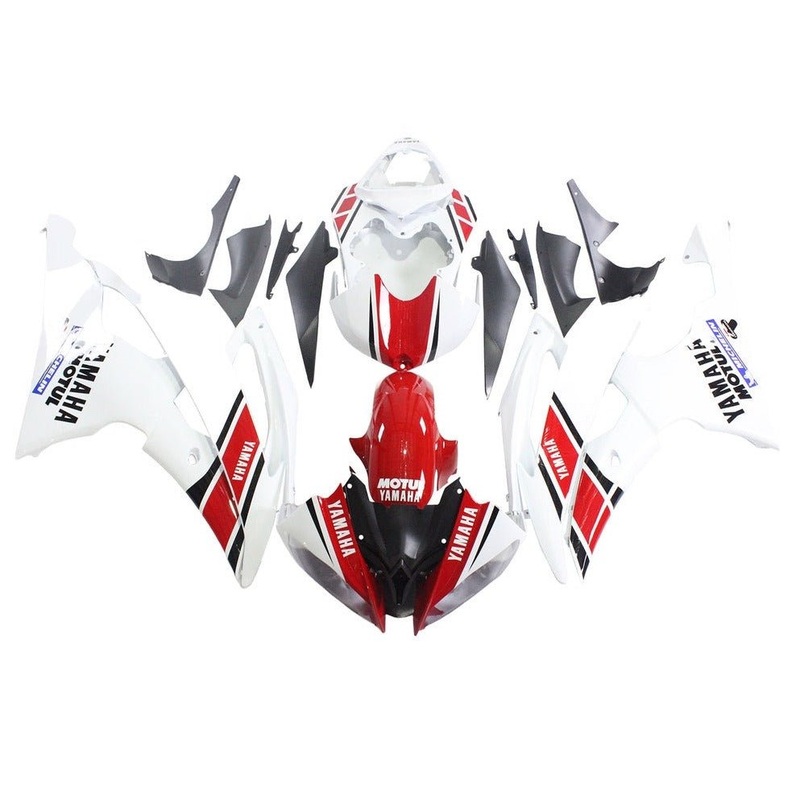 Yamaha YZF-R6 (2008-2016) White, Red, Black, Stripe Fairings No Seat Cowl No Bolt Kit No Tank