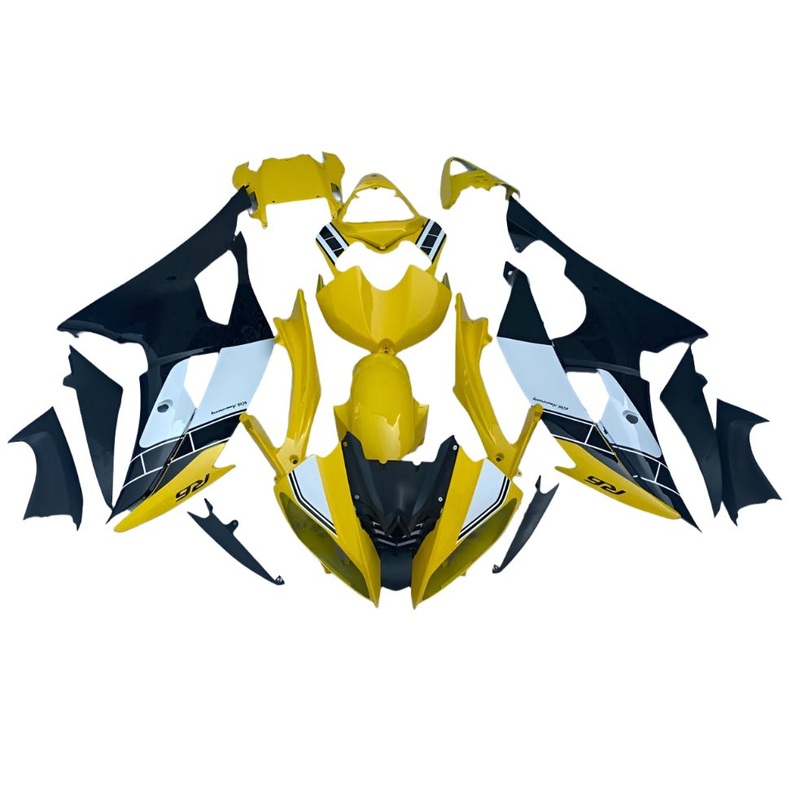 Yamaha YZF-R6 (2008-2016) Yellow, Black, White Stripe Fairings No Seat Cowl No Bolt Kit No Tank