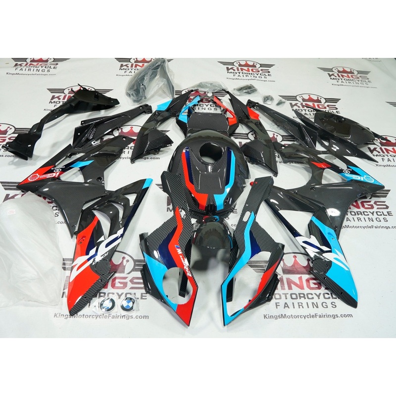 BMW S1000RR (2009-2014) Faux Carbon Fiber, Red, Blue Fairings No Seat Cowl No Bolt Kit No Tank