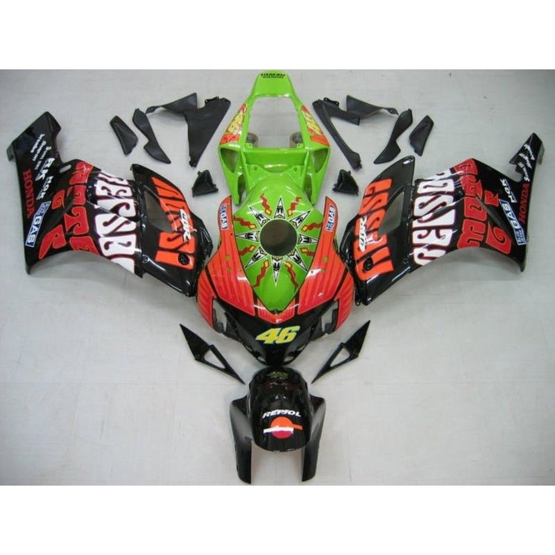 Honda CBR1000RR (2004-2005) Black, Green, Rossi Fairings No Seat Cowl No Bolt Kit No Tank