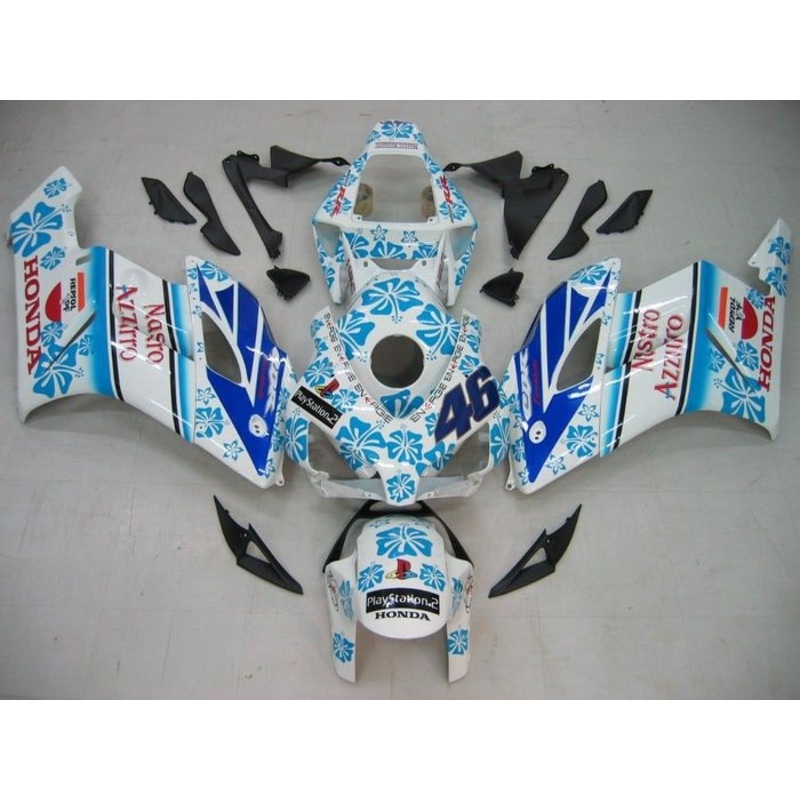 Honda CBR1000RR (2004-2005) White, Blue Nastro Azzurro Fairings No Seat Cowl No Bolt Kit No Tank