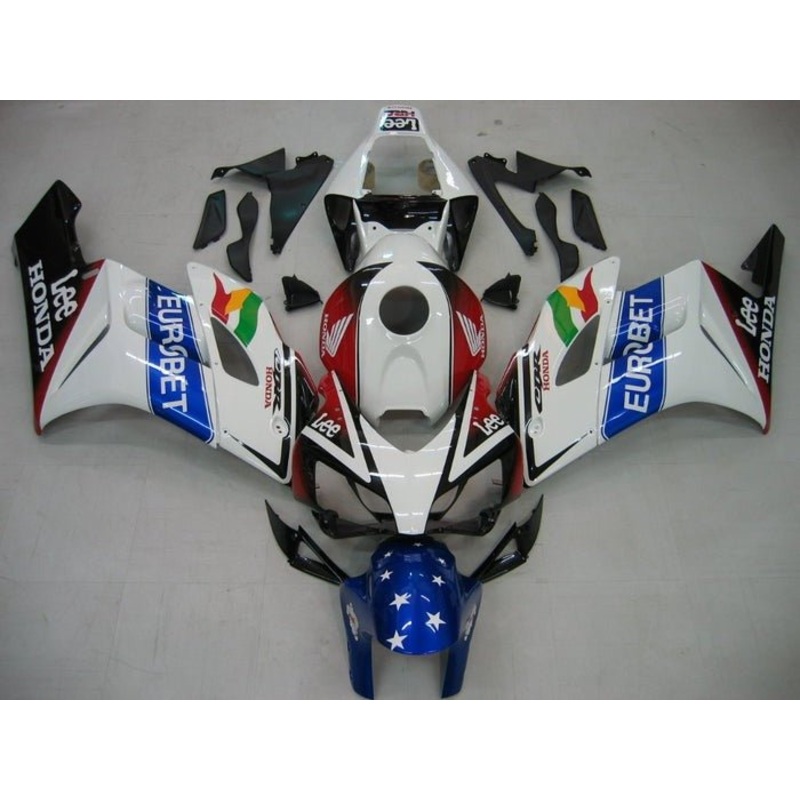 Honda CBR1000RR (2004-2005) White Eurobet Fairings No Seat Cowl No Bolt Kit No Tank