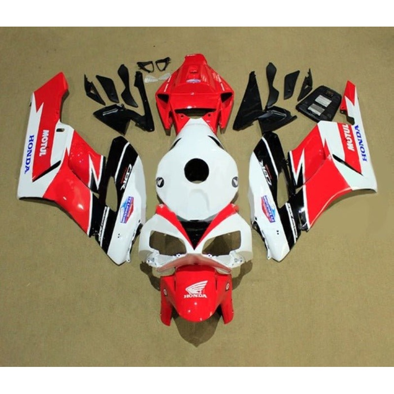 Honda CBR1000RR (2004-2005) White, Red, Black Stripes Fairings No Seat Cowl No Bolt Kit No Tank