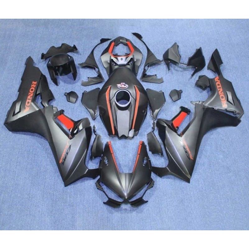 Honda CBR1000RR (2017-2025) Matte Black, Red Stripe Fairings No Seat Cowl No Bolt Kit No Tank