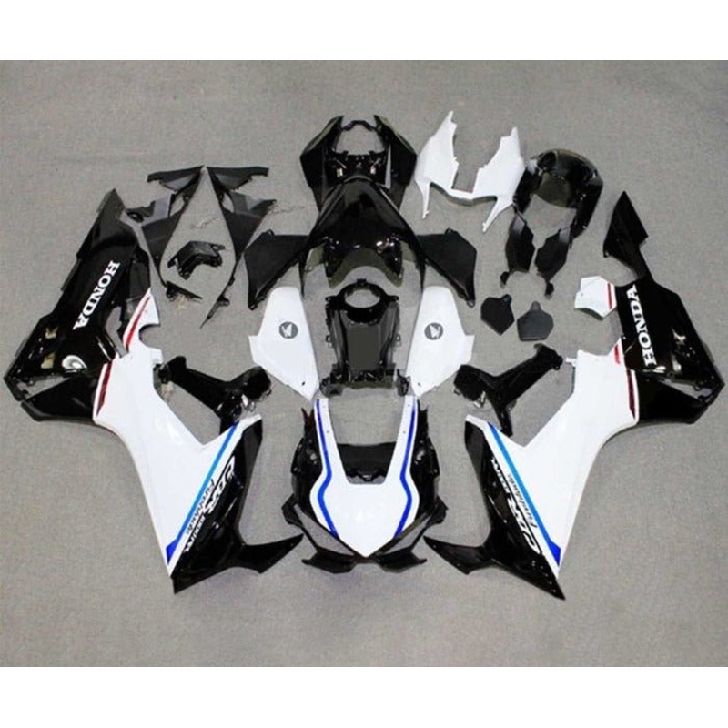 Honda CBR1000RR (2017-2025) White, Black, Blue Stripe Fairings No Seat Cowl No Bolt Kit No Tank