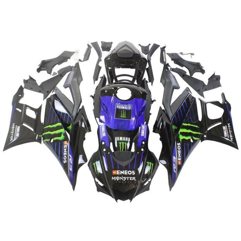 Yamaha R3 (2019-2021) Black, Blue, Green Eneos Fairings No Seat Cowl No Bolt Kit No Tank Cover