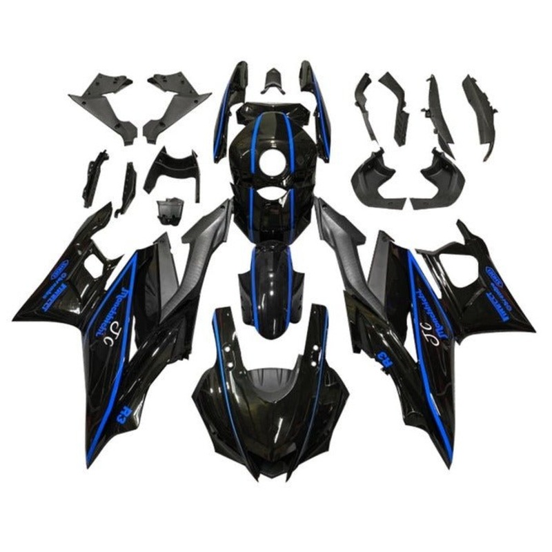Yamaha R3 (2019-2021) Black, Blue Stripes Fairings No Seat Cowl No Bolt Kit No Tank Cover