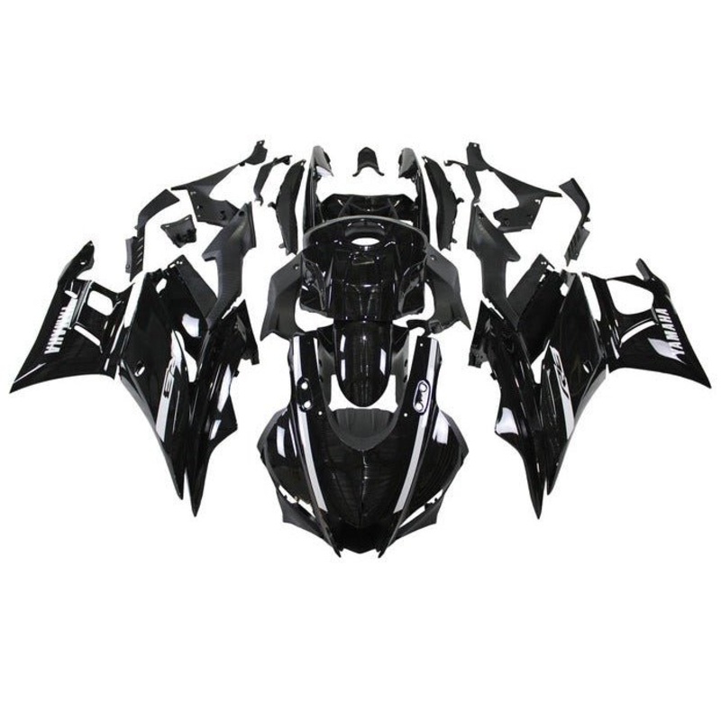 Yamaha R3 (2019-2021) Black, White Stripes Fairings No Seat Cowl No Bolt Kit No Tank Cover