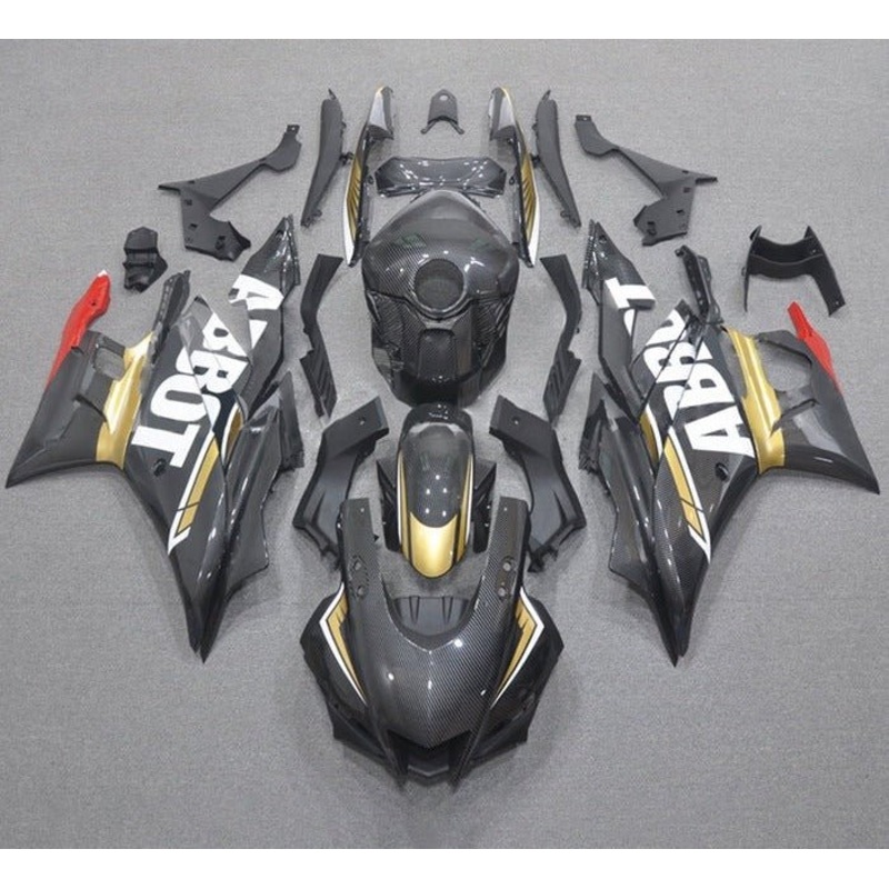 Yamaha R3 (2019-2021) Faux Carbon Fiber, Gold, White Fairings No Seat Cowl No Bolt Kit No Tank Cover