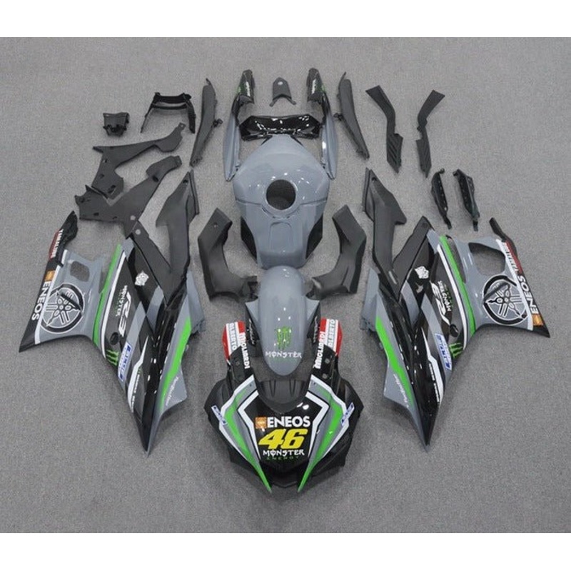 Yamaha R3 (2019-2021) Gray, Black, Green Stripes Fairings No Seat Cowl No Bolt Kit No Tank Cover