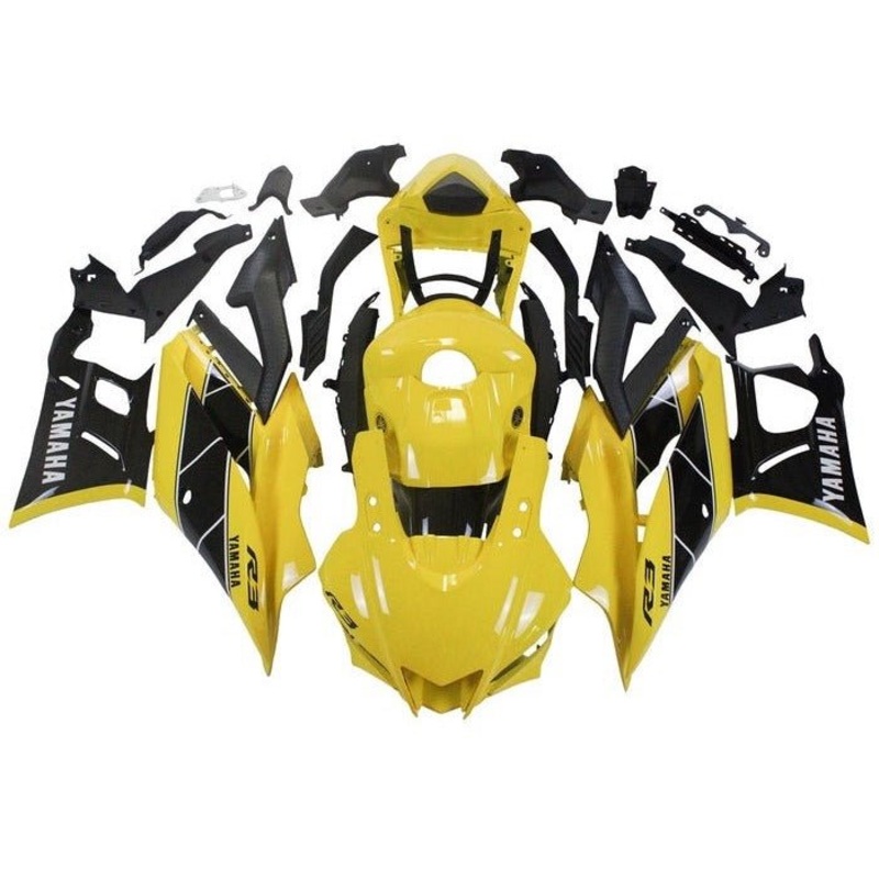 Yamaha R3 (2019-2021) Yellow, Black, White Stripes Fairings No Seat Cowl No Bolt Kit No Tank Cover