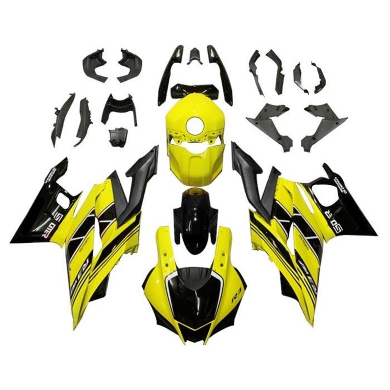 Yamaha R3 (2019-2024) Yellow, Black Stripes Fairings No Seat Cowl No Bolt Kit No Tank Cover