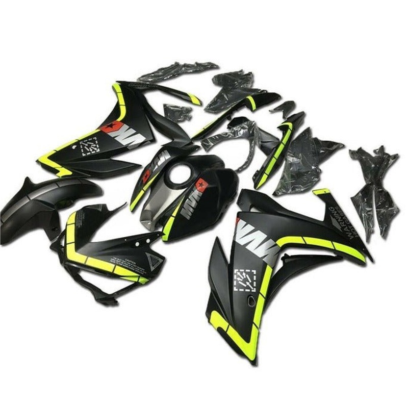Yamaha YZF-R3 (2015-2018) Matte Black, Neon Yellow Fairings No Seat Cowl No Bolt Kit No Tank Cover