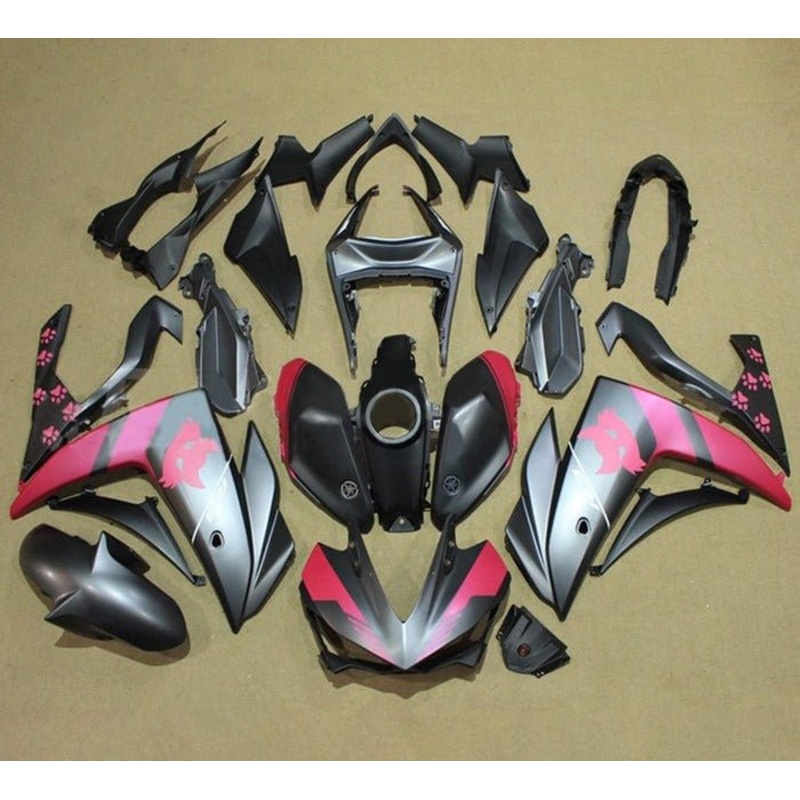 Yamaha YZF-R3 (2015-2018) Matte Black, Pink Cat Fairings No Seat Cowl No Bolt Kit No Tank Cover