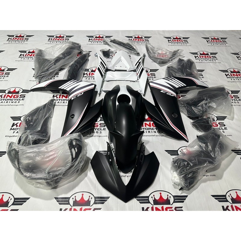 Yamaha YZF-R3 (2015-2018) Matte Black, White Fairings No Seat Cowl No Bolt Kit No Tank Cover