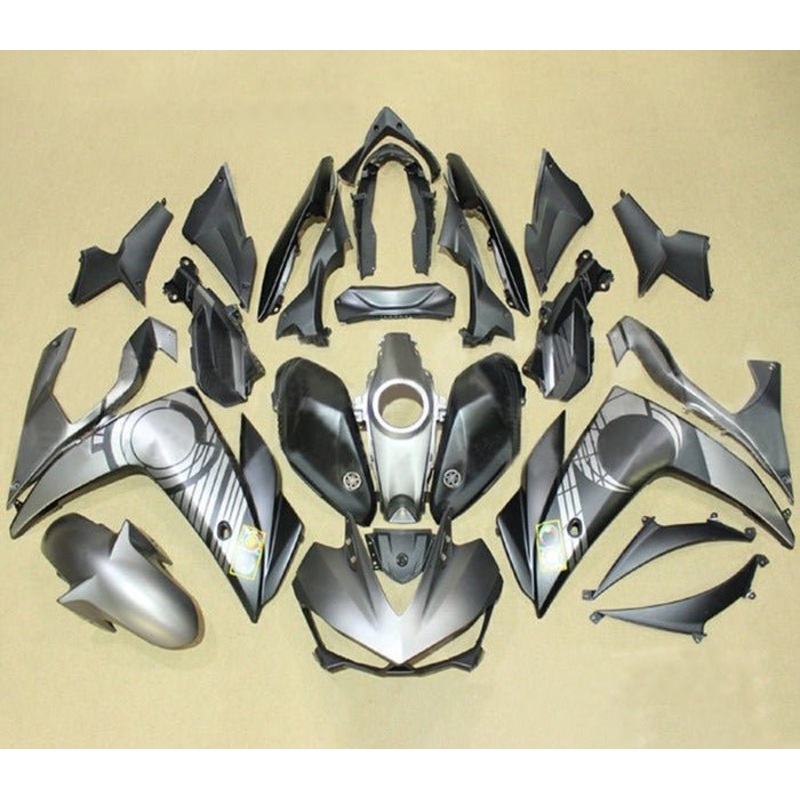 Yamaha YZF-R3 (2015-2018) Matte Gray, Matte Black Fairings No Seat Cowl No Bolt Kit No Tank Cover