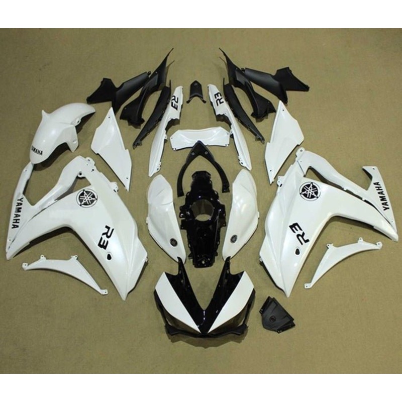 Yamaha YZF-R3 (2015-2018) White, Black Fairings No Seat Cowl No Bolt Kit No Tank Cover
