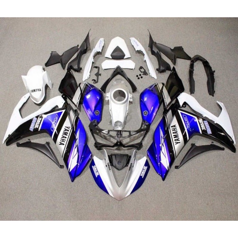 Yamaha YZF-R3 (2015-2018) White, Blue, Black Stripe Fairings No Seat Cowl No Bolt Kit No Tank Cover