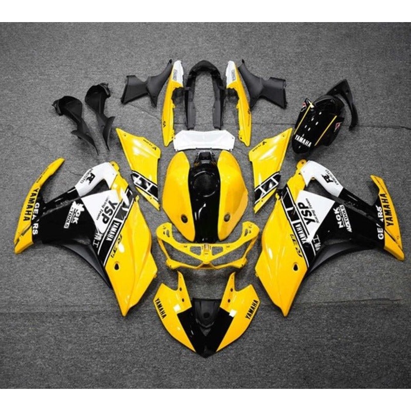Yamaha YZF-R3 (2015-2018) Yellow, Black & White Fairings No Seat Cowl No Bolt Kit No Tank Cover