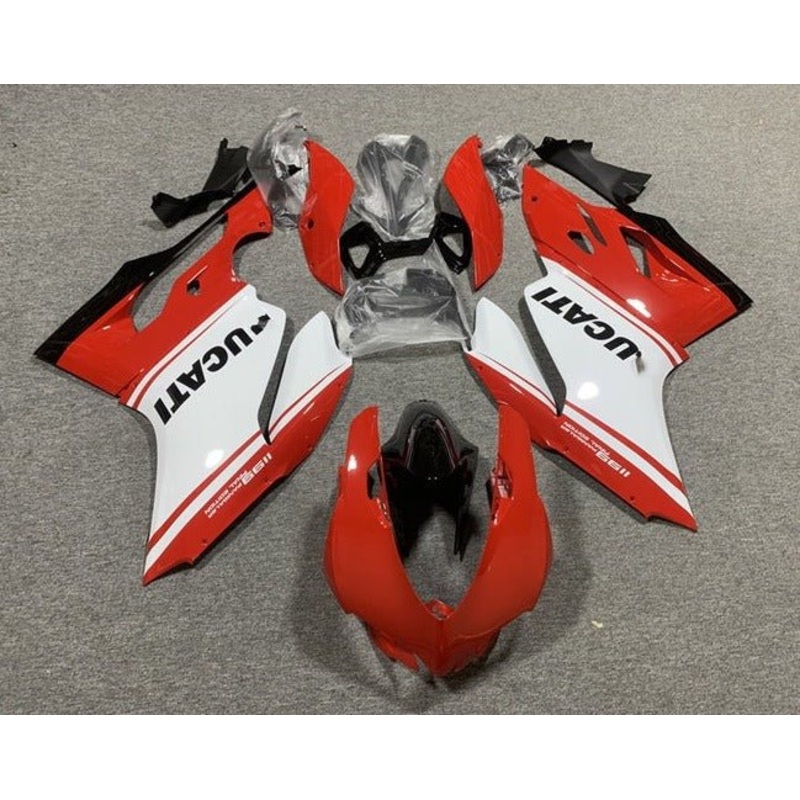 Ducati 1199 (2011-2014) Gloss Red, White Fairings No Tank No Seat Cowl No Bolt Kit