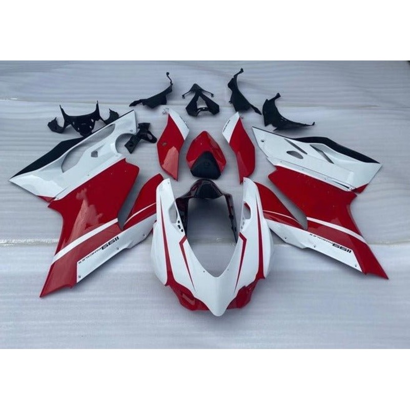 Ducati 1199 (2011-2014) Gloss White, Red Fairings No Tank No Seat Cowl No Bolt Kit