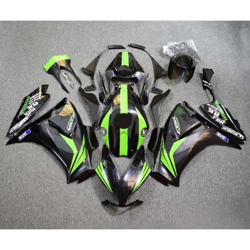 Honda CBR1000RR (2012-2016) Black, Green Stripe Fairings No Seat Cowl No Bolt Kit No Tank