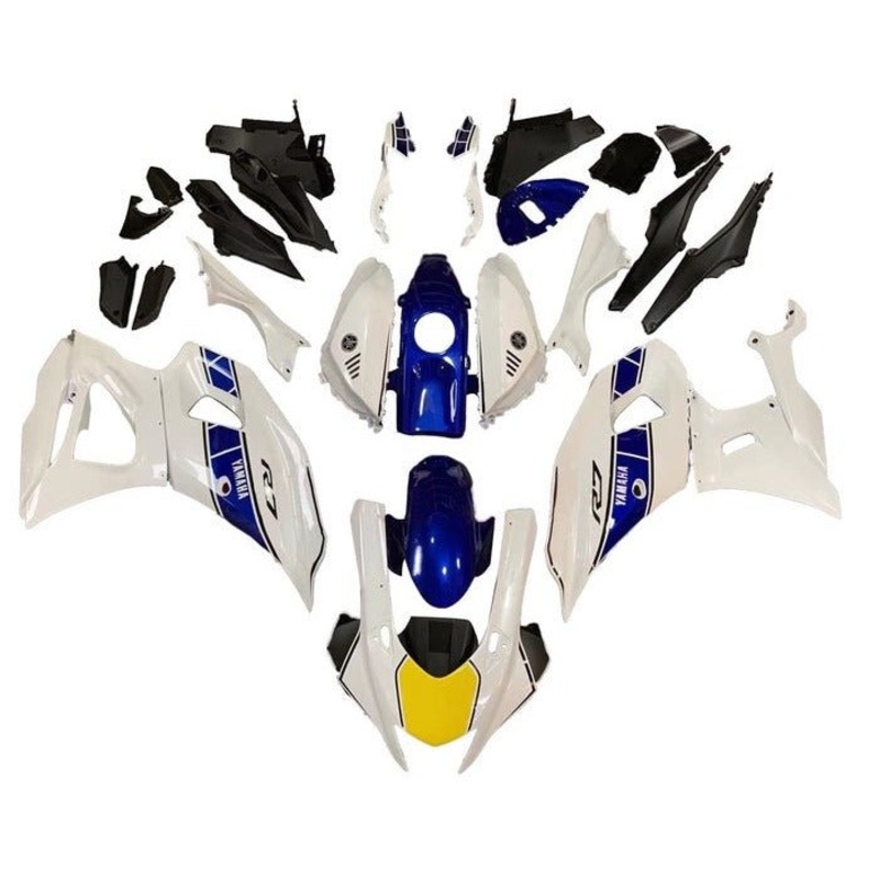 Yamaha R7 Fairings (2021-2024) White, Yellow, Blue Stripe No Seat Cowl No Bolt Kit No Tank