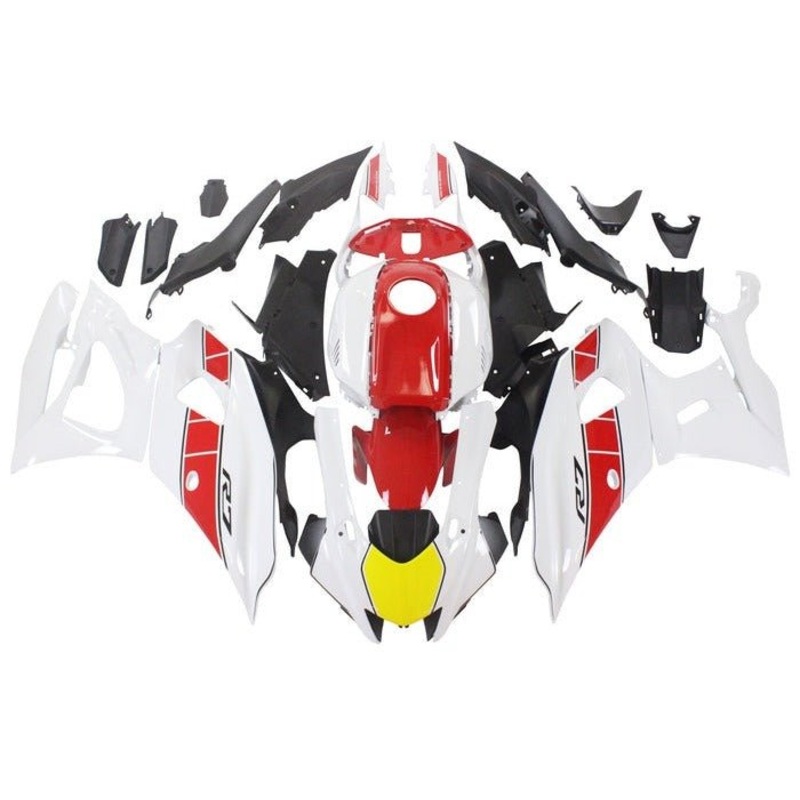 Yamaha R7 Fairings (2021-2024) White, Yellow, Red Stripe No Seat Cowl No Bolt Kit No Tank