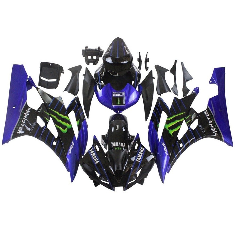 Yamaha YZF-R6 (2006-2007) Black, Blue Stripe, Monster Fairings No Seat Cowl No Bolt Kit No Tank