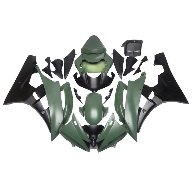 Yamaha YZF-R6 (2006-2007) Matte Army Green, Matte Black Fairings No Seat Cowl No Bolt Kit No Tank